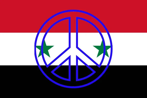 Great peace symbol on a Flag of Syria — ストック写真