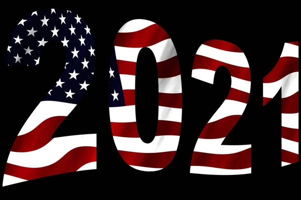 Flagga Usa 2021 Bokstäver Med Isolerad Bakgrund — Stockfoto