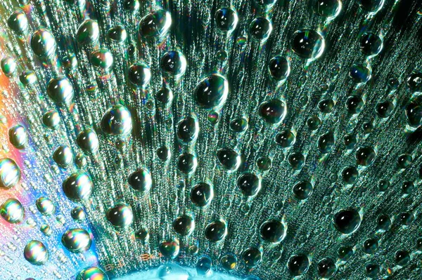 Macro Gotas Agua Sobre Fondo Multicolor — Foto de Stock