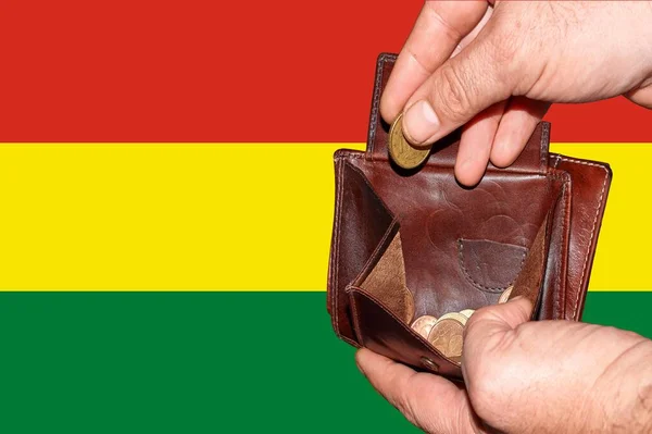 empty wallet shows the global financial economic crisis triggered by the corona virus in Bolivia