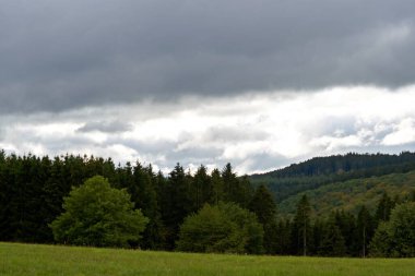 Daun, Eifel yakınlarındaki renkli ağaçlarla sonbahar manzarası