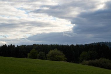 Gün batımında dramatik gökyüzünde bir ışık huzmesi kırılır ve yapayalnız bir meşe ağacına çarpar..