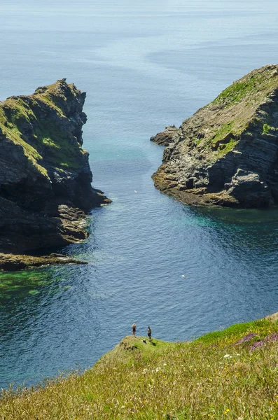 Egy Szép Napsütéses Nap Beszközök Öbölben Cornwall Anglia — Stock Fotó