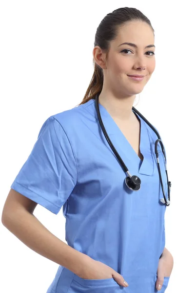 Conficent Krankenschwester Isoliert Auf Weißem Hintergrund Blick Die Kamera — Stockfoto