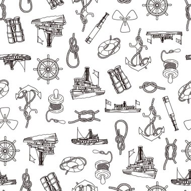 Gemi desen illüstrasyon, eski bir gemi görüntü gösterimi bu sorunsuz bir şekilde kendini tekrarlar