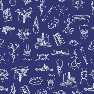 Gemi desen illüstrasyon, eski bir gemi görüntü gösterimi bu sorunsuz bir şekilde kendini tekrarlar