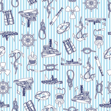 Gemi desen illüstrasyon, eski bir gemi görüntü gösterimi bu sorunsuz bir şekilde kendini tekrarlar