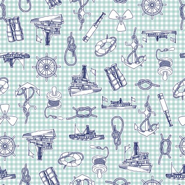 Gemi desen illüstrasyon, eski bir gemi görüntü gösterimi bu sorunsuz bir şekilde kendini tekrarlar