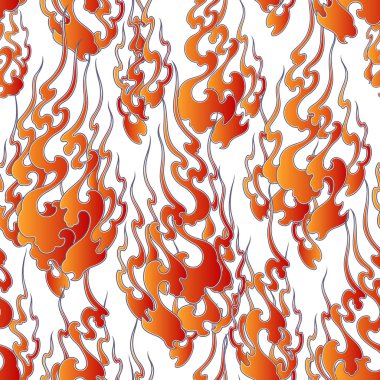 Japon tarzı alev desen illüstrasyon, soyut bir alev çekti, bu işleri sorunsuz bir şekilde devam etmek,