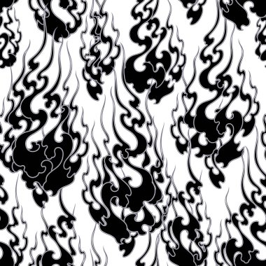 Japon tarzı alev desen illüstrasyon, soyut bir alev çekti, bu işleri sorunsuz bir şekilde devam etmek,