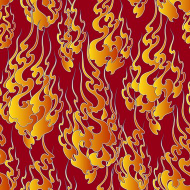 Japon tarzı alev desen illüstrasyon, soyut bir alev çekti, bu işleri sorunsuz bir şekilde devam etmek,