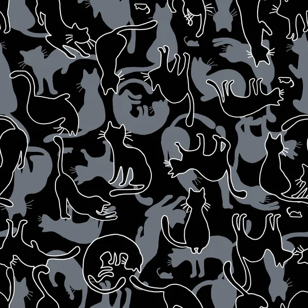 Pretty Cat Pattern Made Illustration Pretty Kitten Continue Seamlessly — Stock Vector