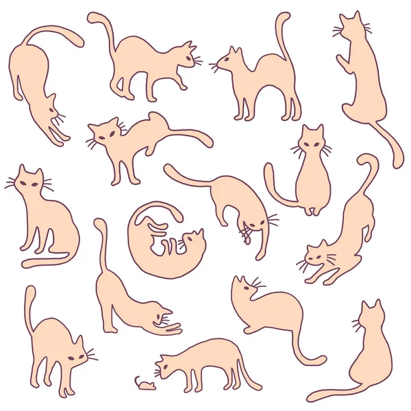 Vakre Katteillustrasjoner Jeg Illustrerte Pen Kattunge – stockvektor