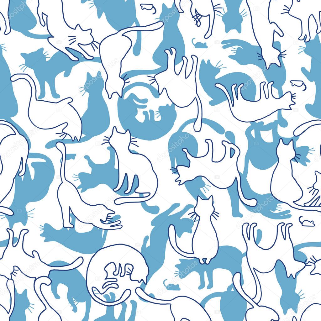 Pretty cat pattern,I made the illustration of a pretty kitten,I continue seamlessly,