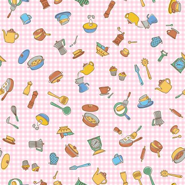 Mutfak gereçler illüstrasyon desen, bir örnek basit bir mutfak malzemesi yaptım, sorunsuz bir şekilde devam etmek,