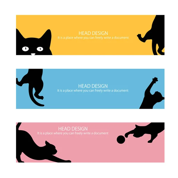 Encabezado Del Gato Hice Encabezado Utilizado Utilizando Ilustración Del Gato — Archivo Imágenes Vectoriales