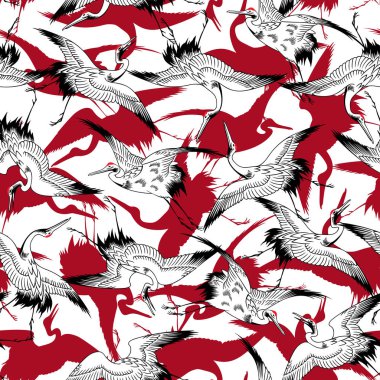 Japon tarzı vinç desen, Japon teknikte bir vinç çekti,