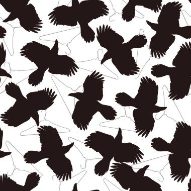 Desen illüstrasyon karga, bir siluet örnek bir karga yapılmış, sorunsuz, kargayı sever askıları devam,