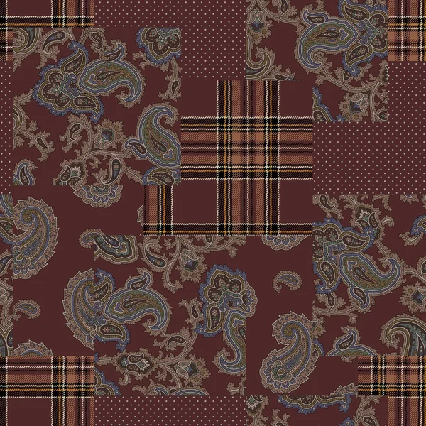 Paisley Patchworkmuster Paisley Designmuster Dieses Gemälde Setzt Sich Wiederholt Fort — Stockvektor