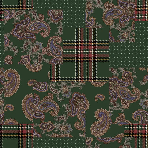 Paisley Patchworkmuster Paisley Designmuster Dieses Gemälde Setzt Sich Wiederholt Fort — Stockvektor