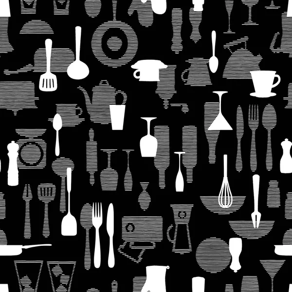 Muster Des Küchenutensils Ich Zeichnete Wein Und Ein Küchenutensil Abstrakt — Stockvektor