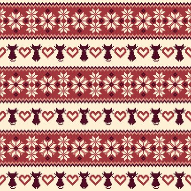 Nordic olaylar illüstrasyon kedi desen, geleneksel İskandinav desen tasarlanmış,