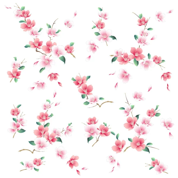 Illustration Einer Kirschblüte Japanischen Stil Design Einer Kirschblüte Japanischen Stil — Stockvektor
