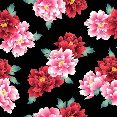 Japon stil şakayık desen, Japon tarzı şakayık tasarımını, bir kimono için kullanılır,