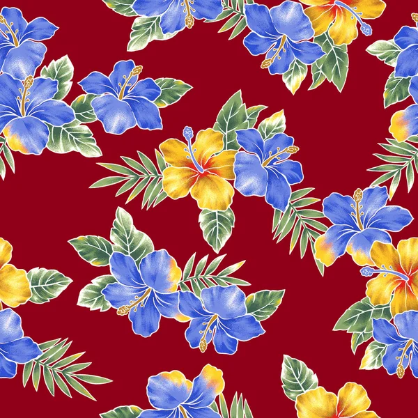 Hibiscus Blomma Patterni Drog Hibiscus För Design — Stockfoto