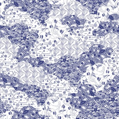 Japon tarzı geleneği desen, bu resim art arda, Şark süsleme illüstrasyon devam ediyor,