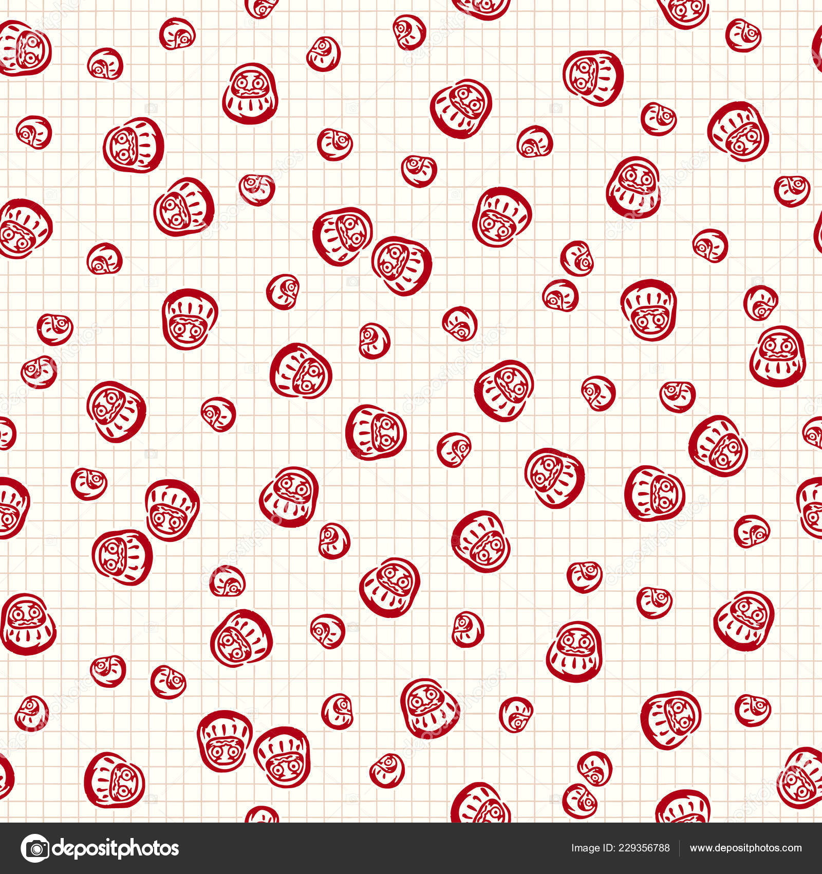 Japanese Style Doll Pattern Simple Drew Dharma Doll Continue Seamlessly ...