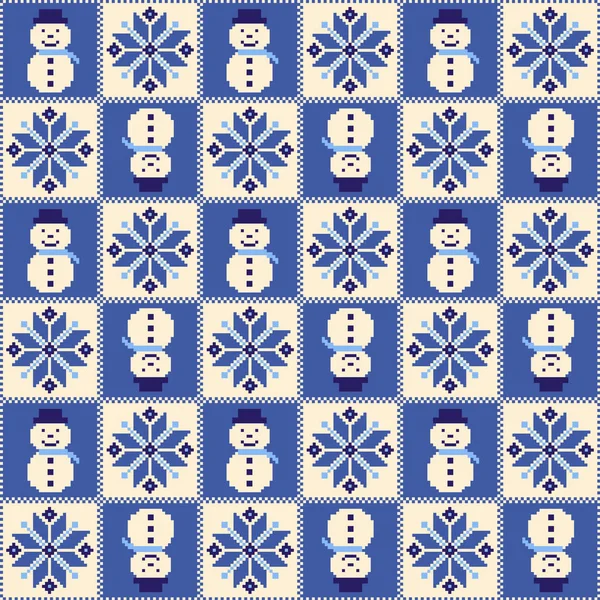 Snowman Pattern Illustration Designed Traditional Nordic Pattern — Stock Vector