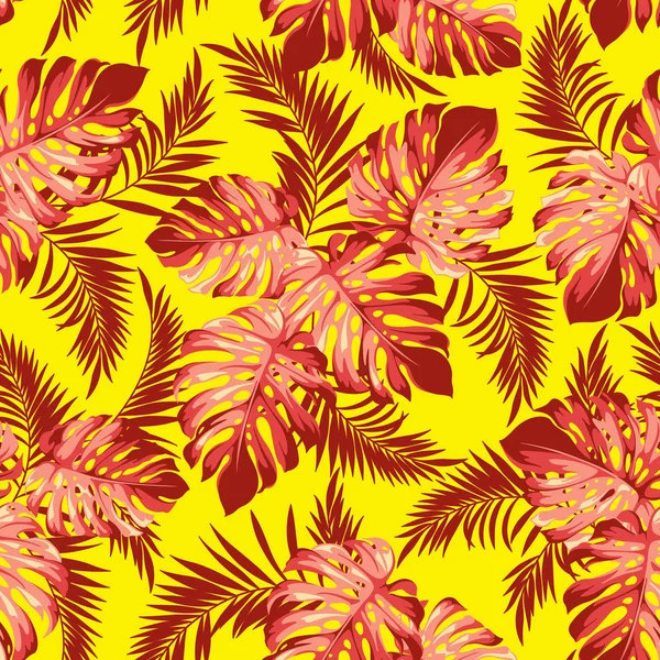 Tropical Plants Patterni Designed Tropical Plantthis Painting Continues Repeatedly — Stok Vektör