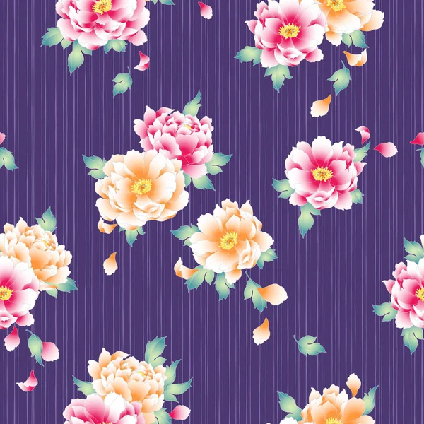 Japanse Stijl Peony Patroon — Stockvector