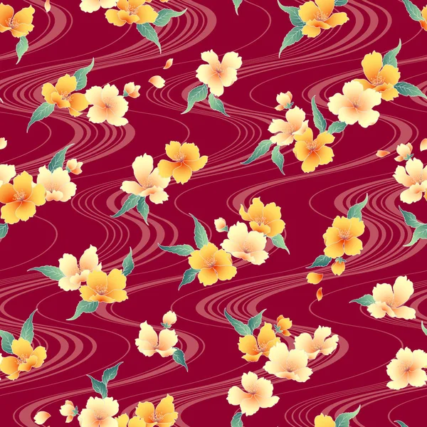 Style Japonais Motif Fleur Cerisier — Image vectorielle