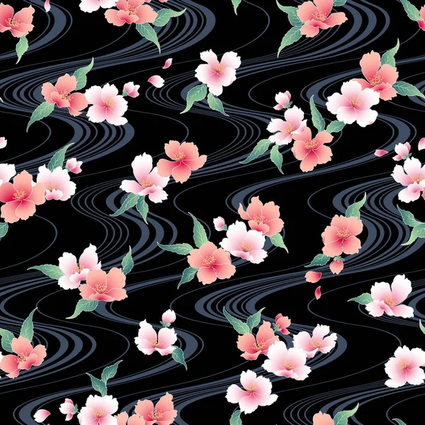 Japanischer Stil Kirschblütenmuster — Stockvektor
