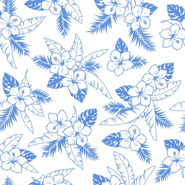 美しいハイビスカスの花のパターン — ストックベクタ