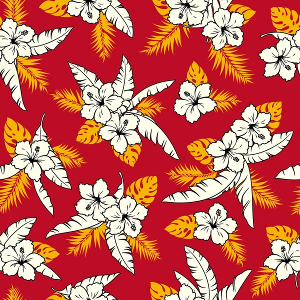 Ιβίσκος Λουλούδι Μοτίβο Εικονογράφηση — Διανυσματικό Αρχείο
