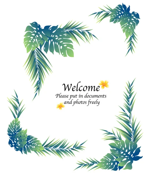 Marco Decoración Plantas Tropicales — Vector de stock