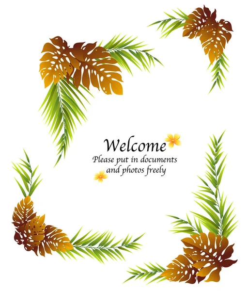 Marco Decoración Plantas Tropicales — Vector de stock