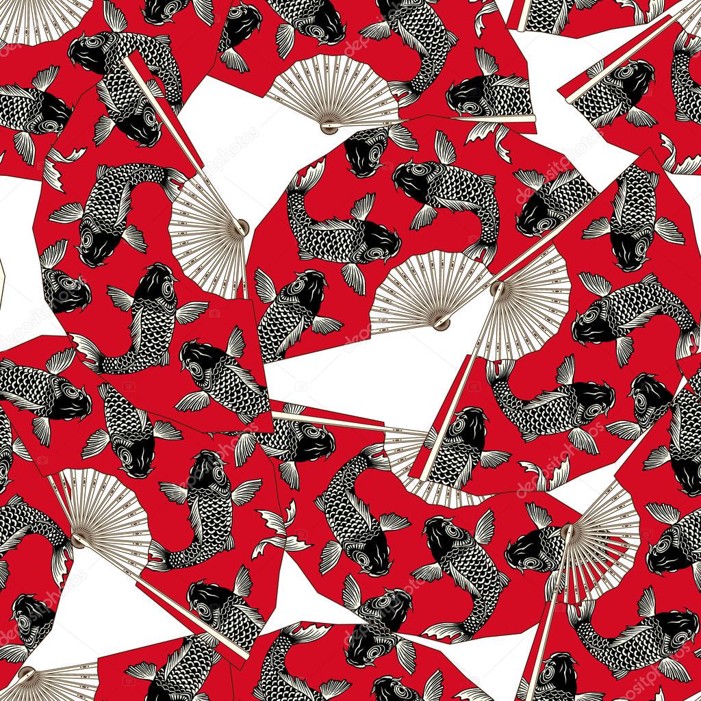 Japanese style folding fan pattern,