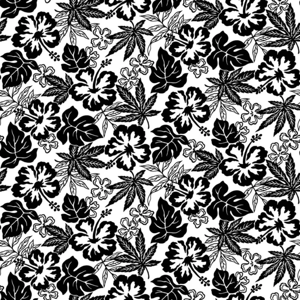 Illustrazione Del Motivo Floreale Hibiscus Disegnato Hibiscus Progettarlo — Vettoriale Stock