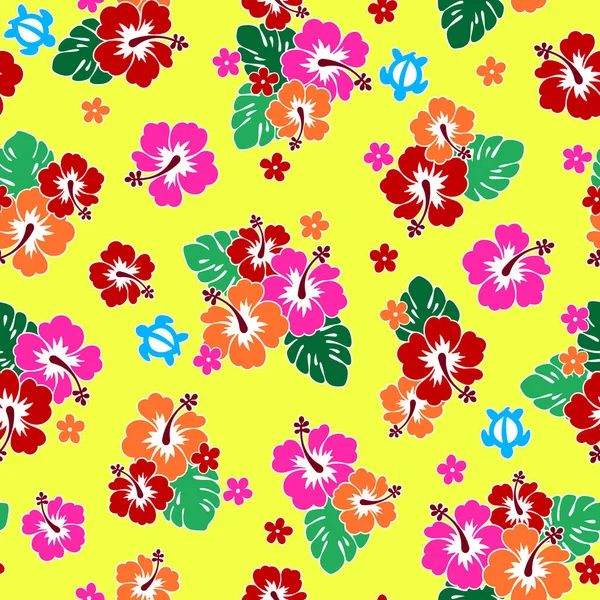 Bonito Hibisco Flor Padrão Ilustração —  Vetores de Stock