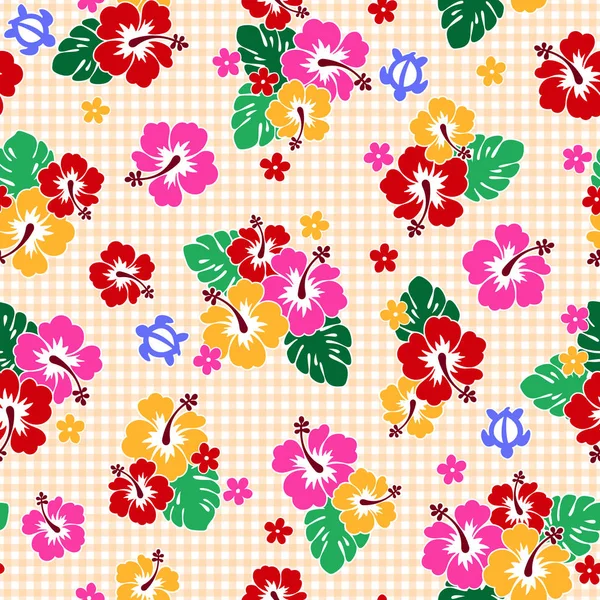 Pretty Hibiscus Çiçek Desen Illüstrasyon — Stok Vektör