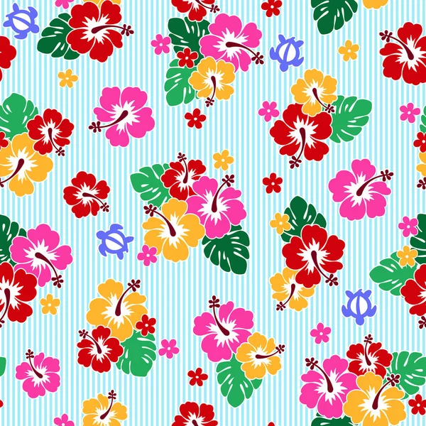 Szép Hibiscus Virágmintás Illusztráció — Stock Vector