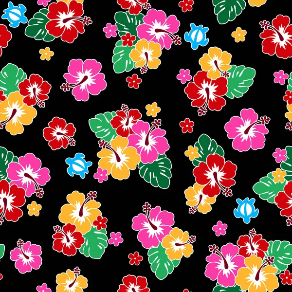 Pretty Hibiscus Flower Pattern Illustration — Stock Vector
