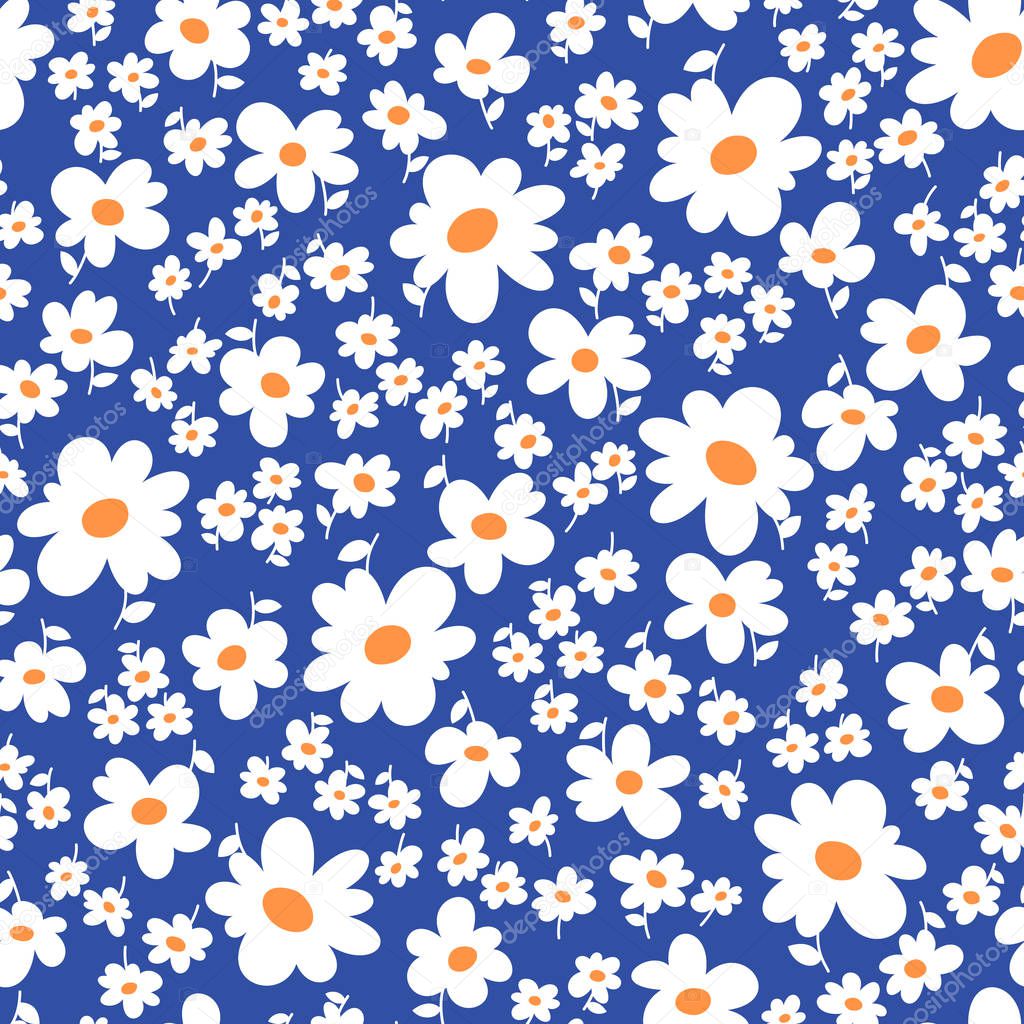Abstract, pretty flower seamless pattern
