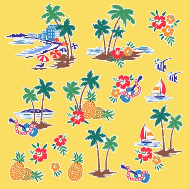 Hawaii kıyı manzarasını bir illüstrasyon haline getirdim.,