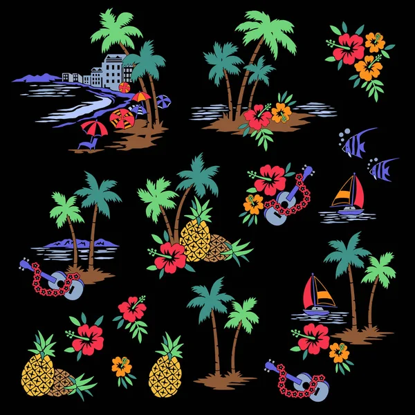 Csináltam Hawaii Parti Táj Egy Illusztráció — Stock Vector