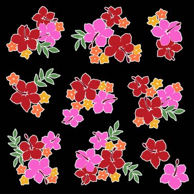 Hibiscus çiçek malzeme illüstrasyon